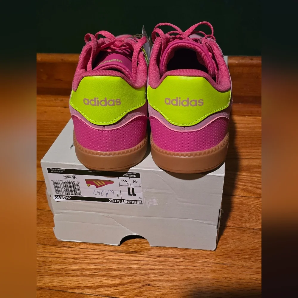 adidas Breaknet Women's Sneakers Size 11 Pink and Neon Green Brand New In Box